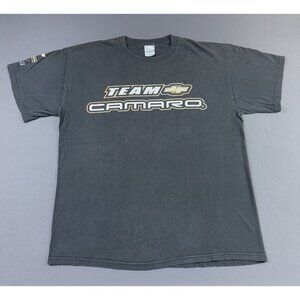 Vintage Y2K Chevrolet Team Camaro Sports Car Sun Faded Large Black Tee Rare